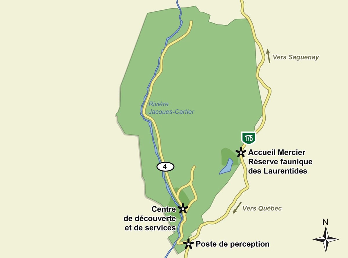 Mappa di jacques cartier, national park trail