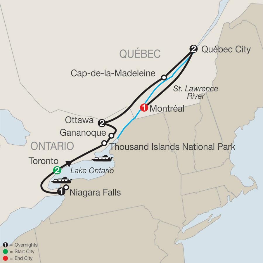 Mappa del Quebec canada città