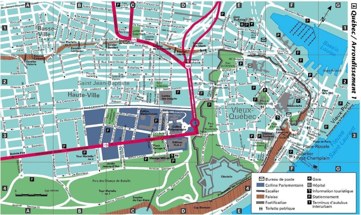 Mappa della città di Quebec City