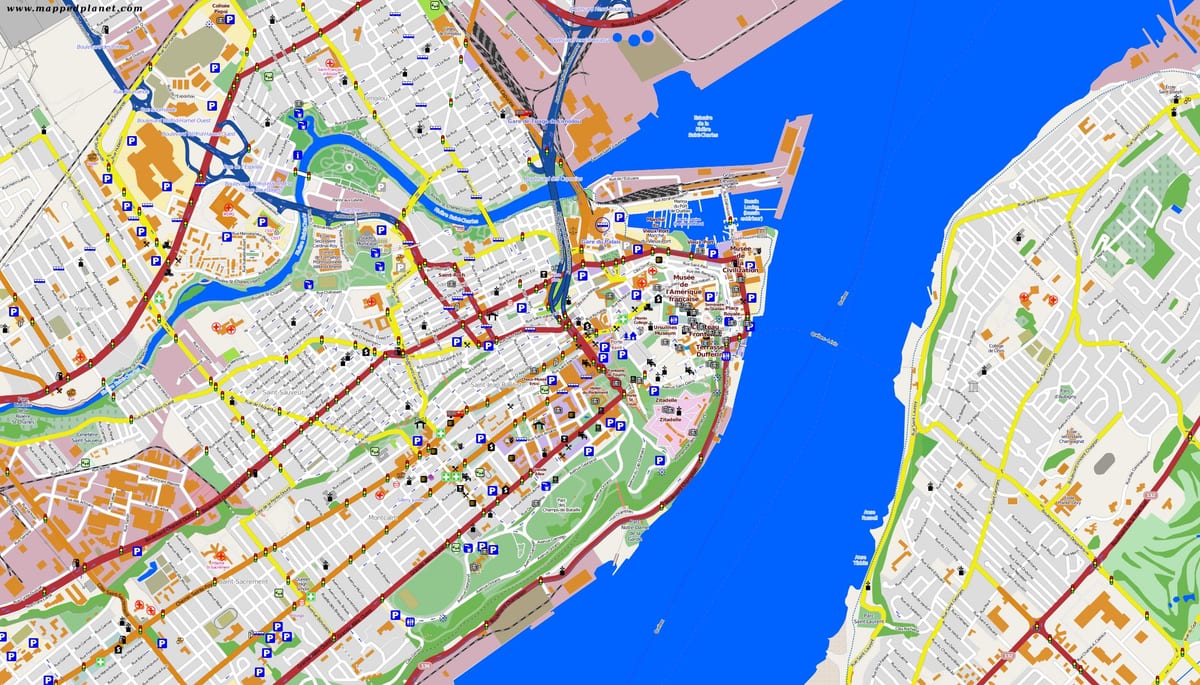 Mappa di Quebec City e dintorni