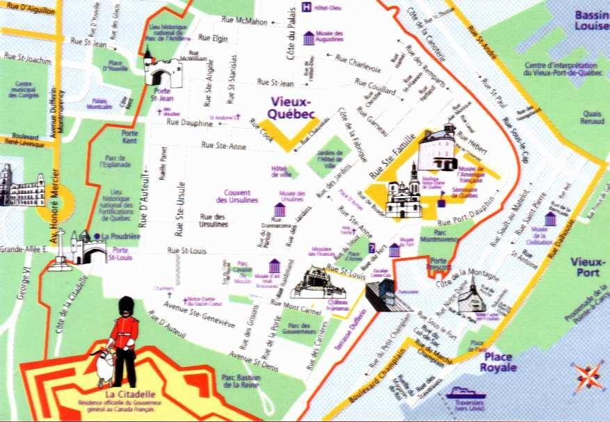 città vecchia di Quebec City la mappa