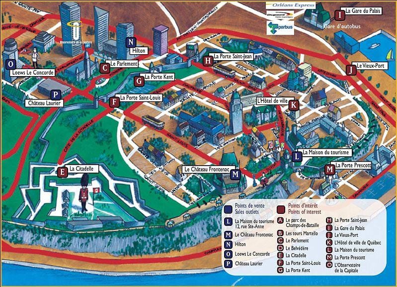 Quebec attrazioni mappa