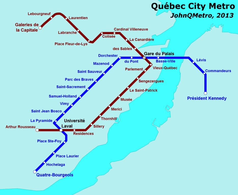 Quebec Città, mappa della metropolitana