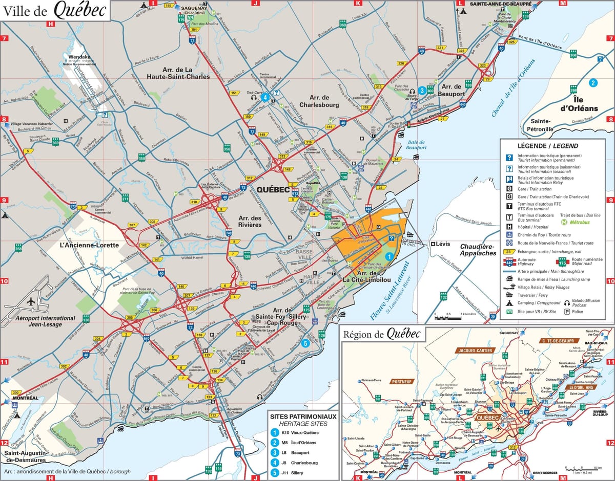 mappa di Quebec City area