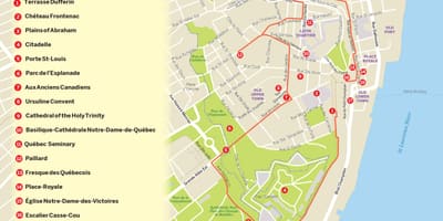 Mappa della Città di Quebec hop on hop off